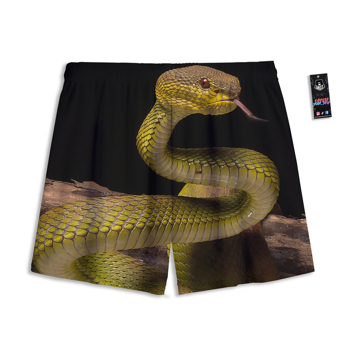 Snake Trimeresurus Albolabris Print Mesh Shorts