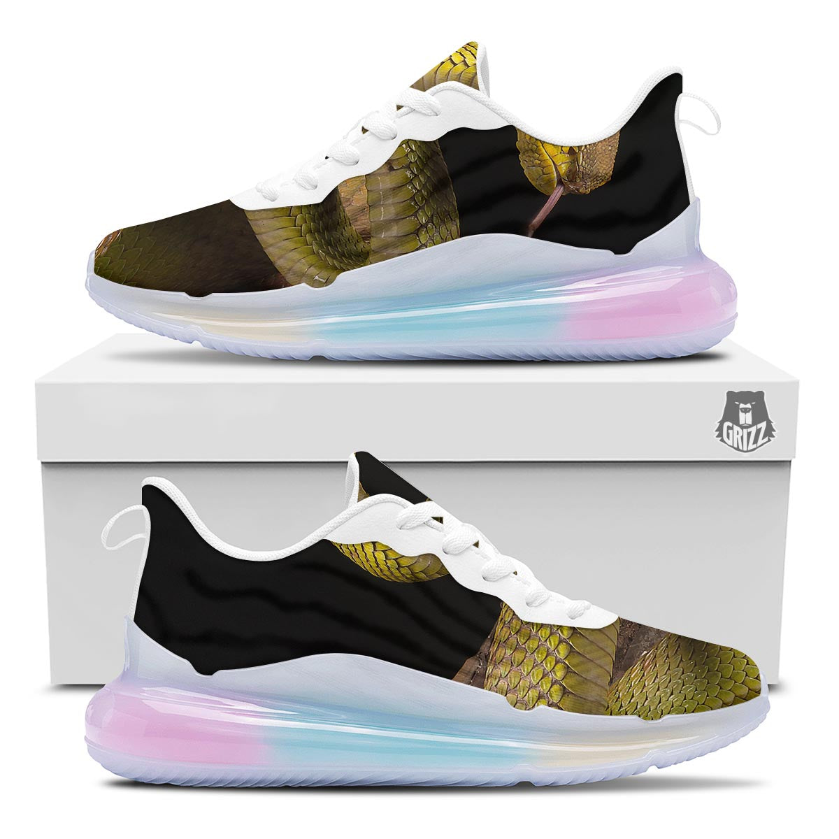 Snake Trimeresurus Albolabris Print Running Sneakers-grizzshop