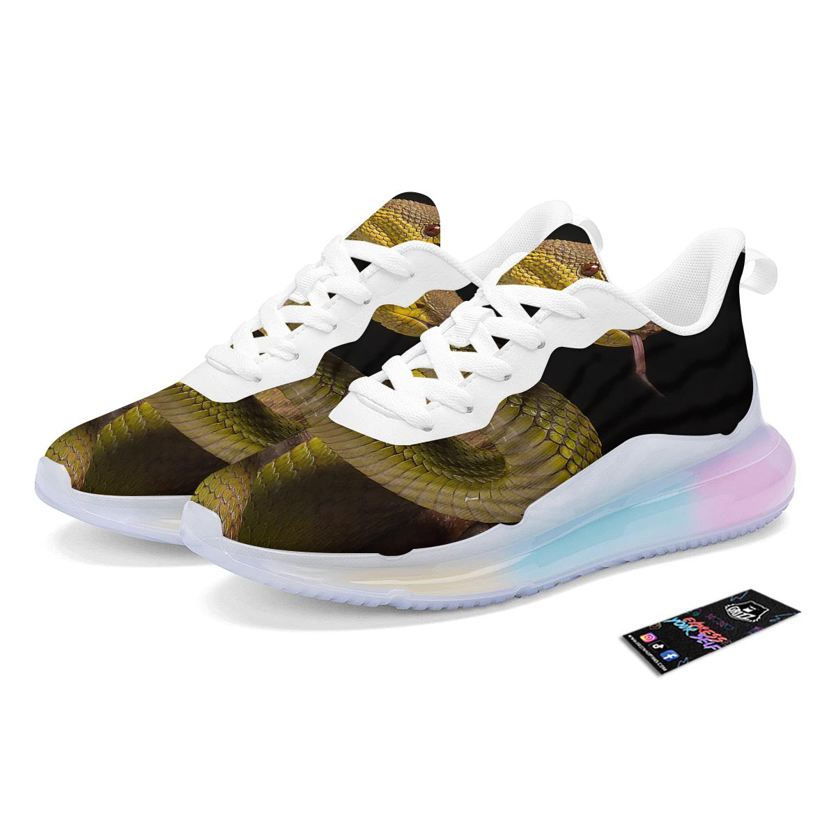Snake Trimeresurus Albolabris Print Running Sneakers-grizzshop