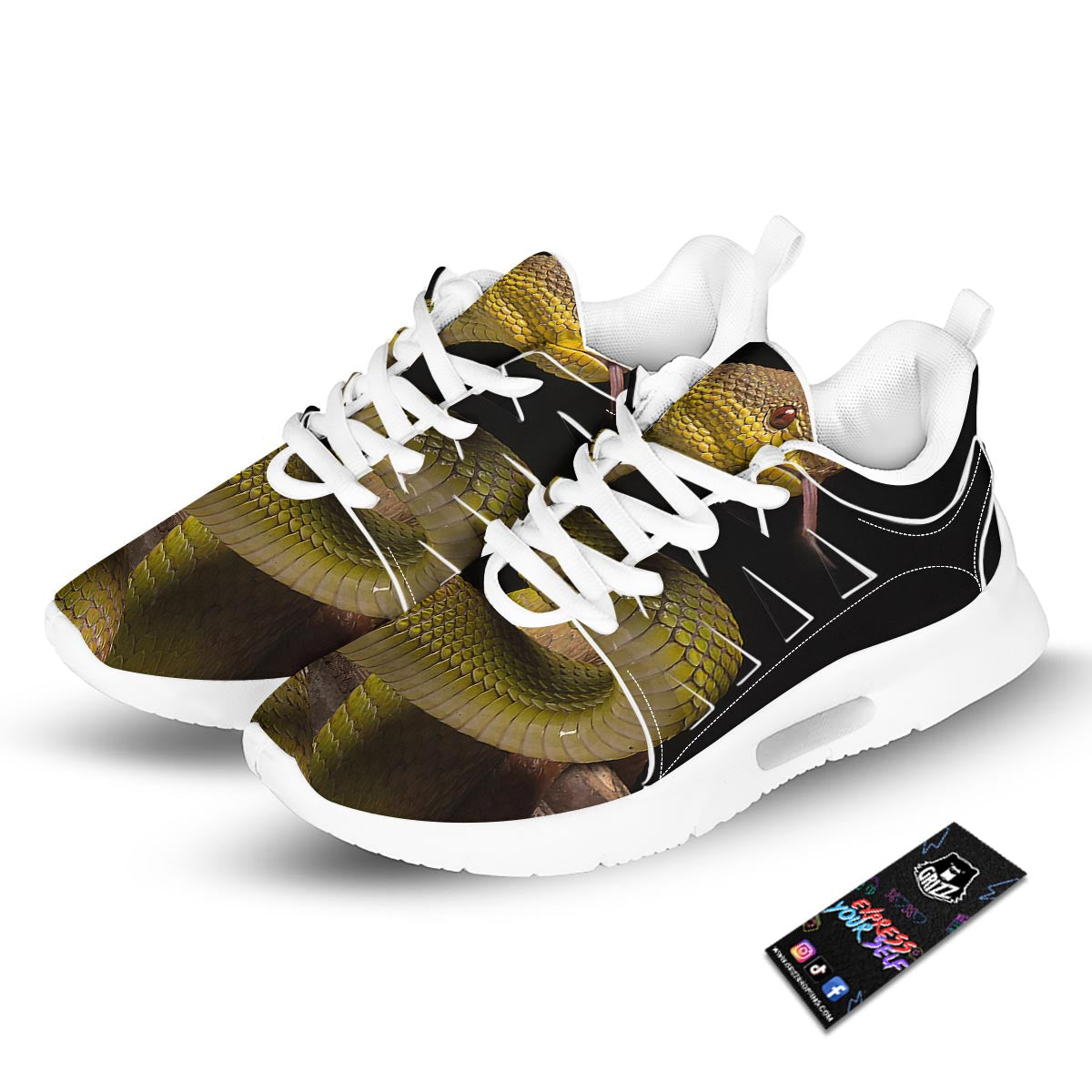 Snake Trimeresurus Albolabris Print Tennis Shoes-grizzshop
