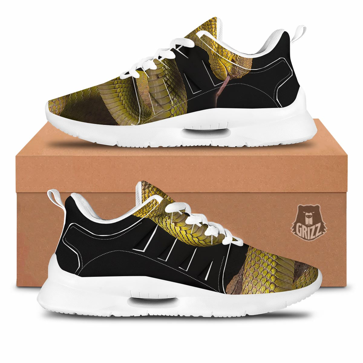 Snake Trimeresurus Albolabris Print Tennis Shoes-grizzshop