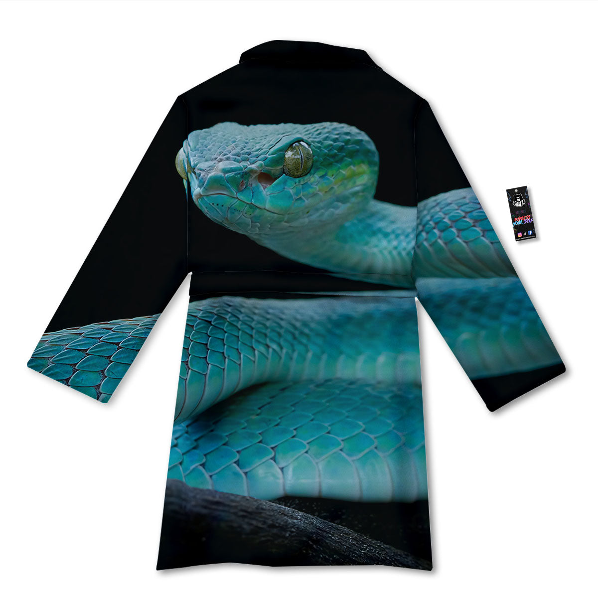 Snake Turquoise Print Bathrobe-grizzshop