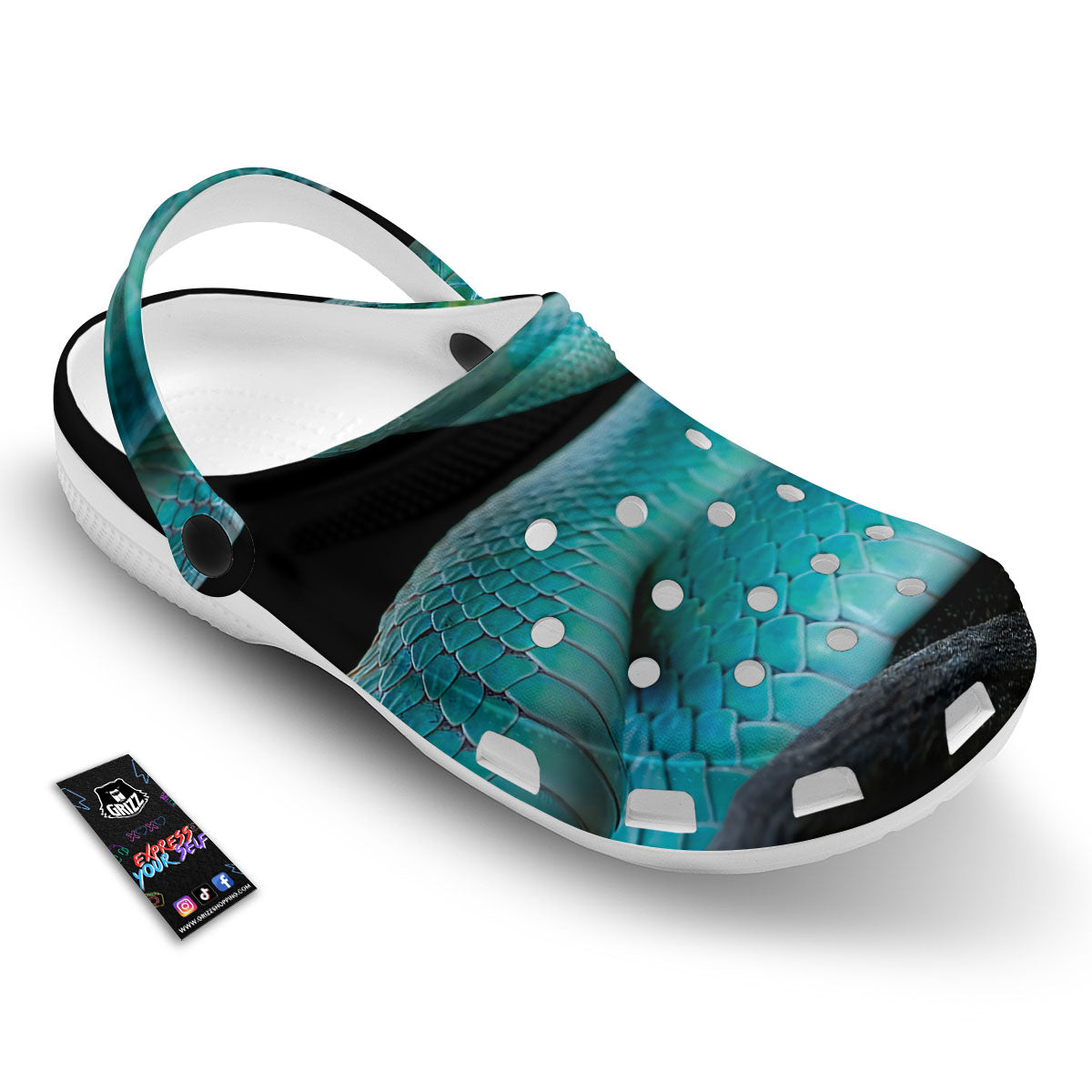 Snake Turquoise Print Clog-grizzshop