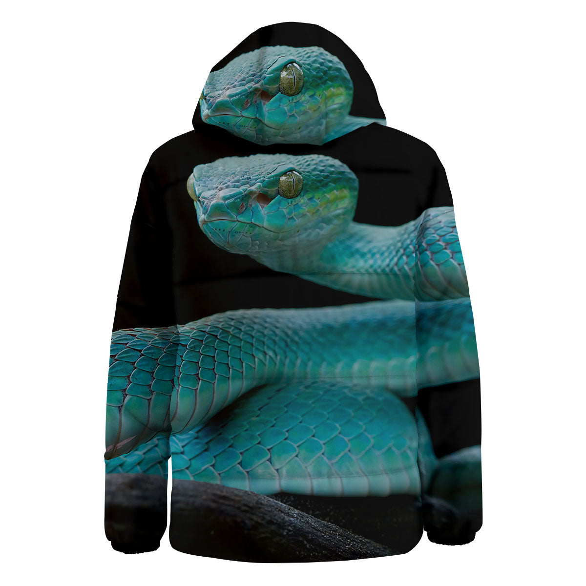Snake Turquoise Print Down Jacket-grizzshop