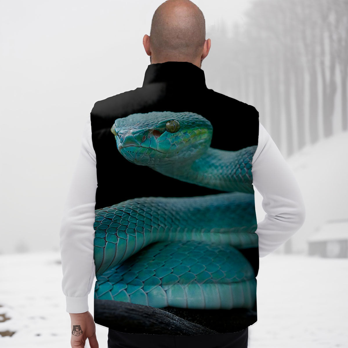 Snake Turquoise Print Down Vest