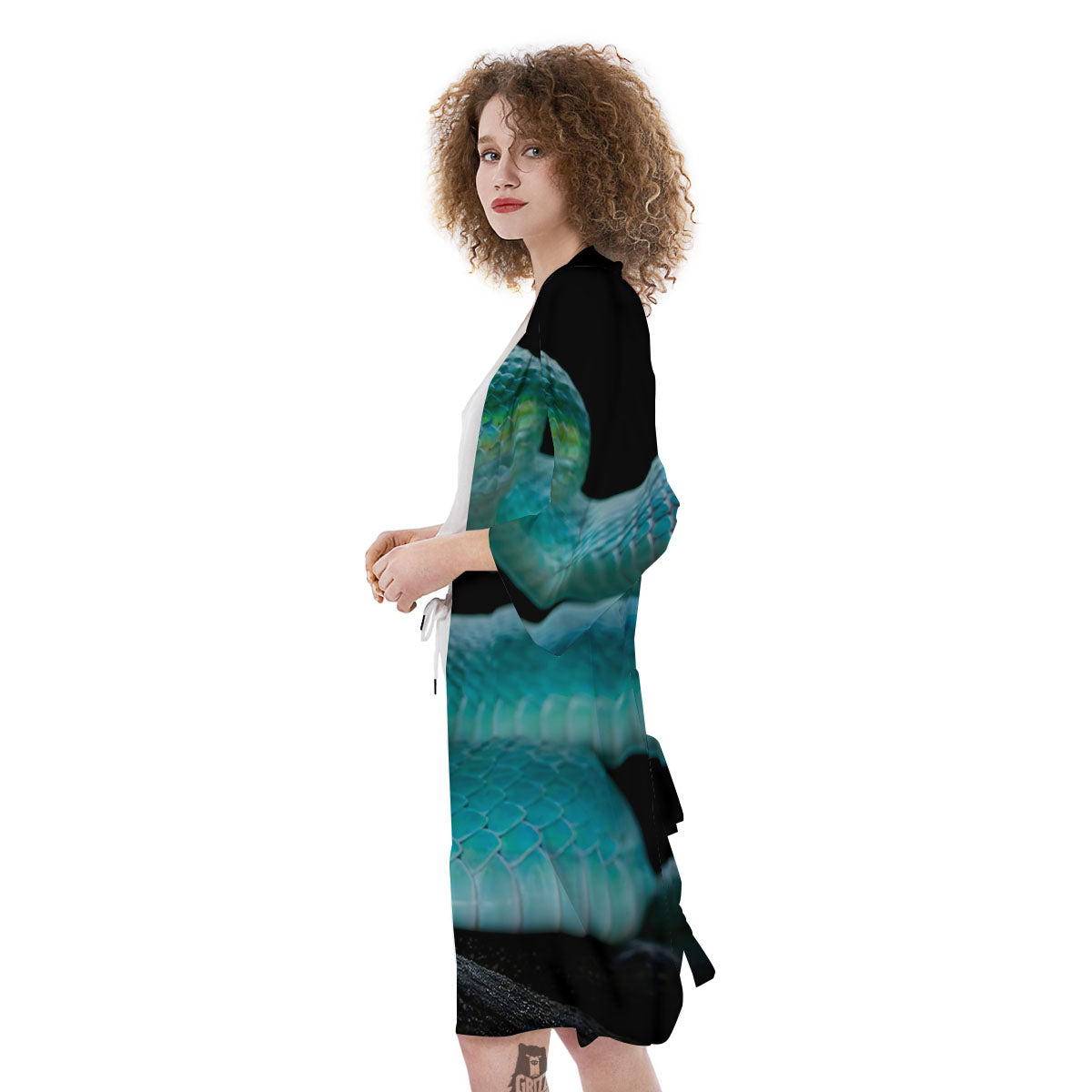 Snake Turquoise Print Kimono-grizzshop