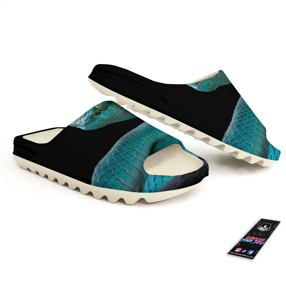 Snake Turquoise Print Sandals-grizzshop