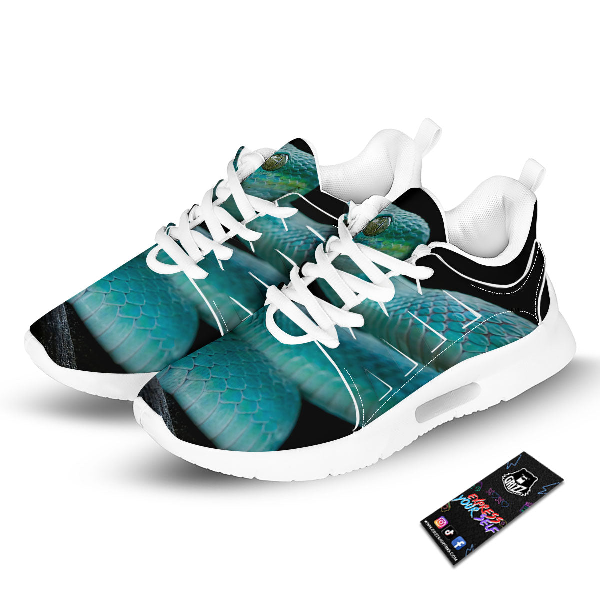Snake Turquoise Print Tennis Shoes-grizzshop