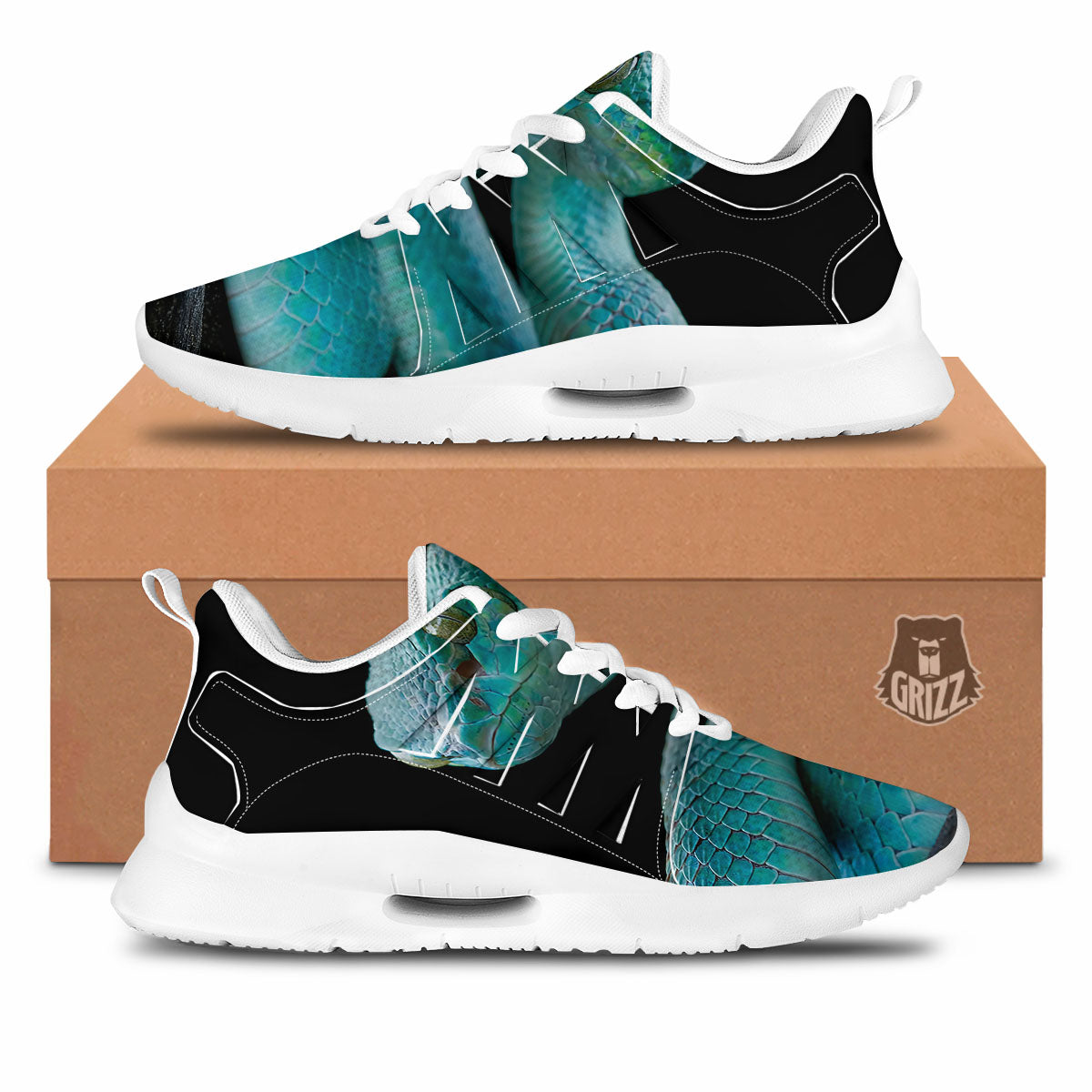 Snake Turquoise Print Tennis Shoes-grizzshop