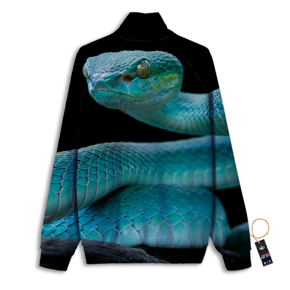 Snake Turquoise Print Track Jacket-grizzshop