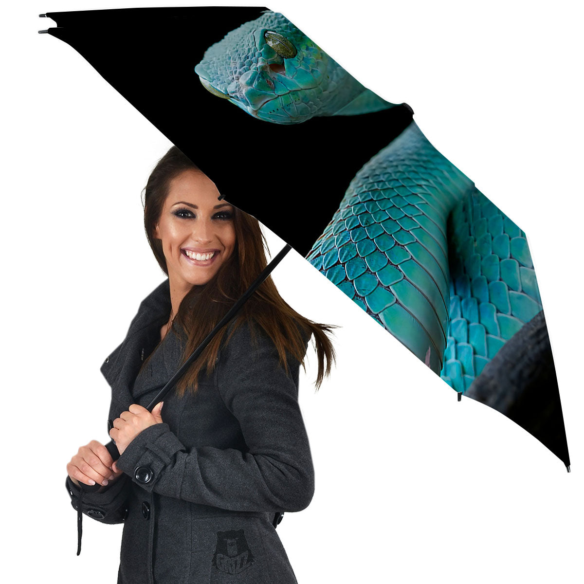 Snake Turquoise Print Umbrella-grizzshop