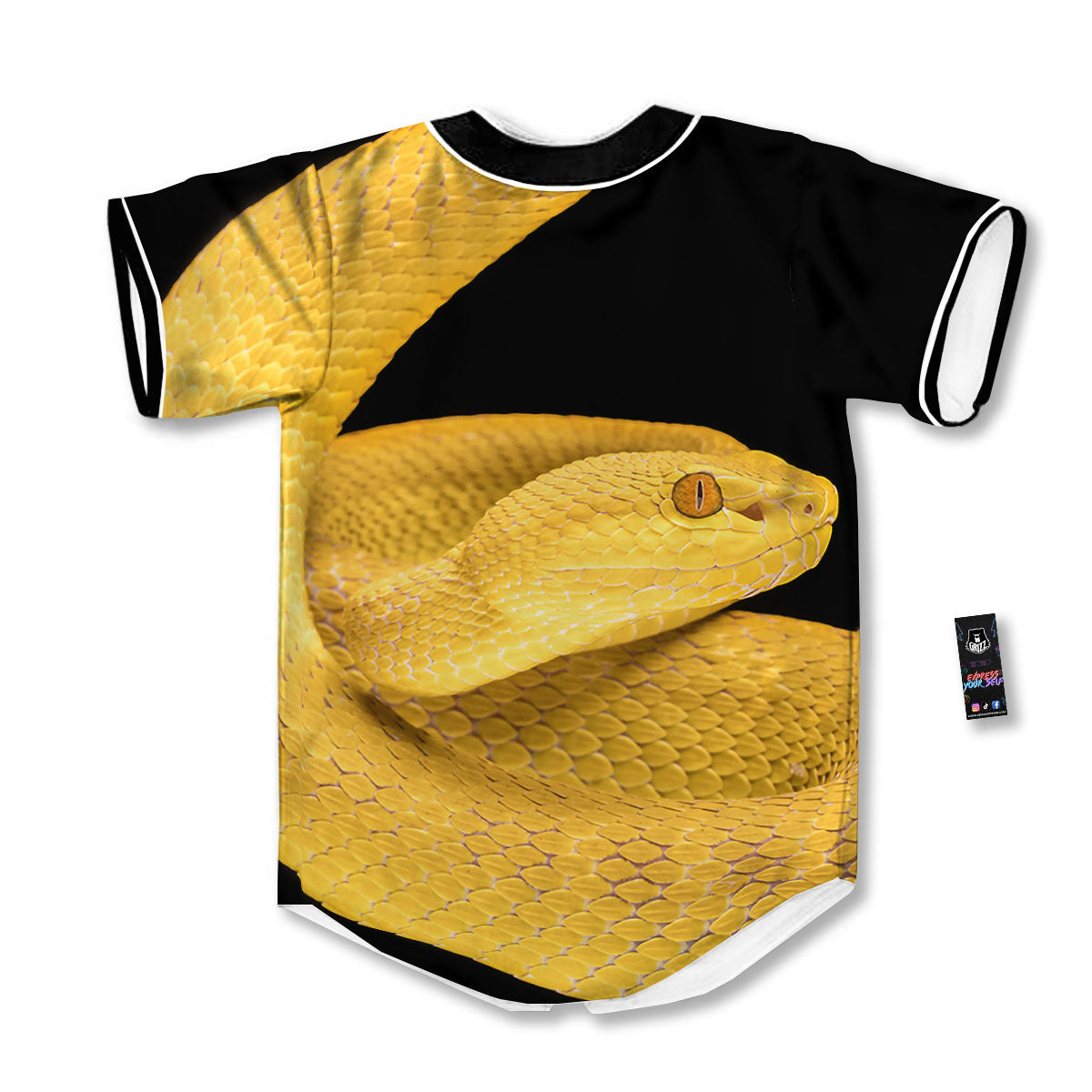 Snake Yellow Print Baseball Jersey-grizzshop