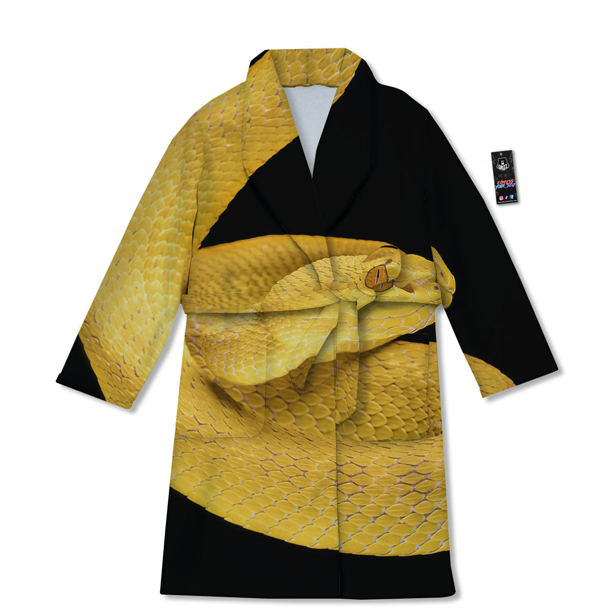 Snake Yellow Print Bathrobe-grizzshop