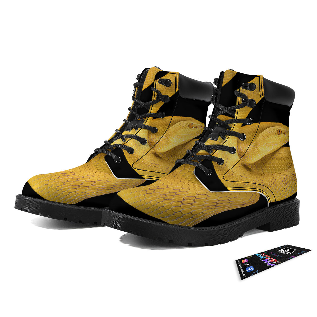 Snake Yellow Print Boots-grizzshop