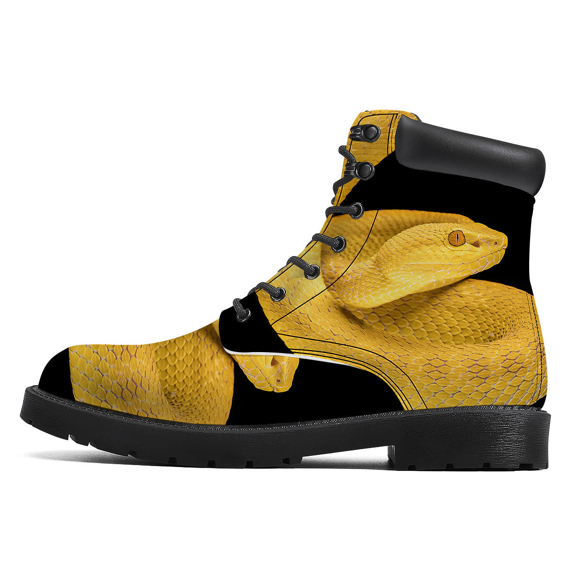 Snake Yellow Print Boots-grizzshop