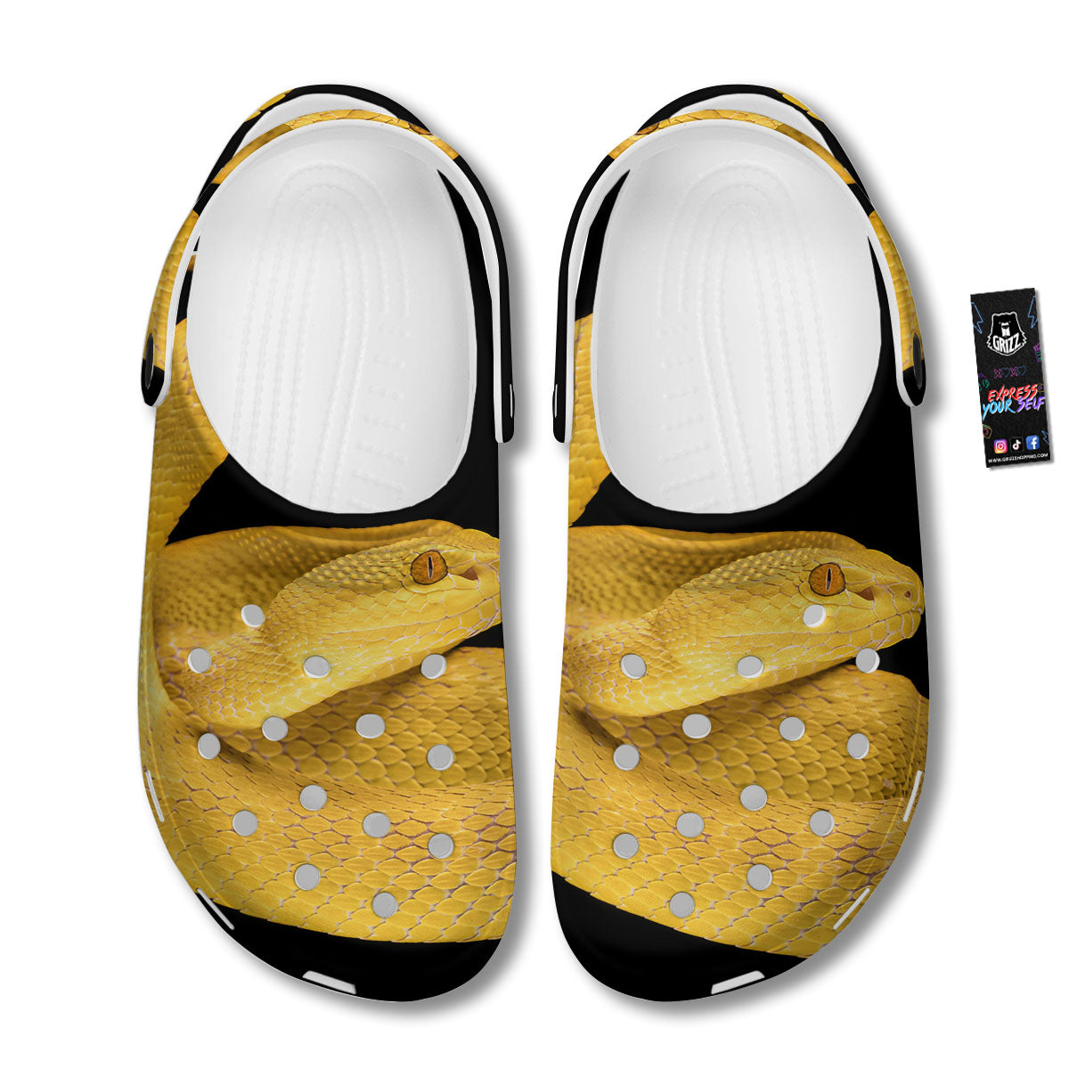 Snake Yellow Print Clog-grizzshop