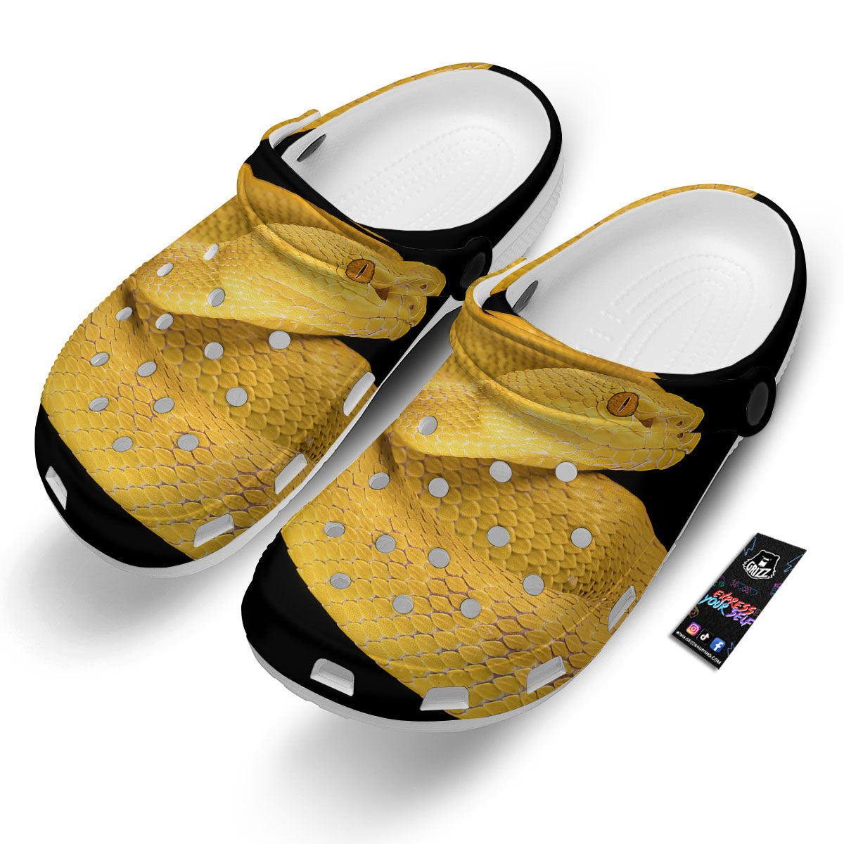 Snake Yellow Print Clog-grizzshop