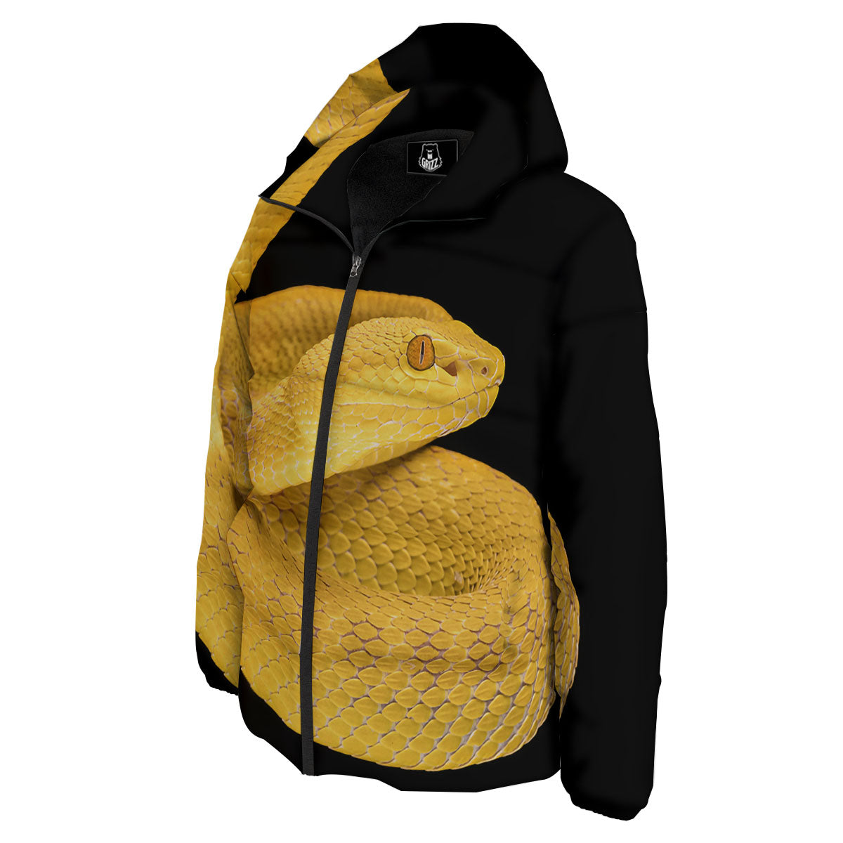 Snake Yellow Print Down Jacket-grizzshop