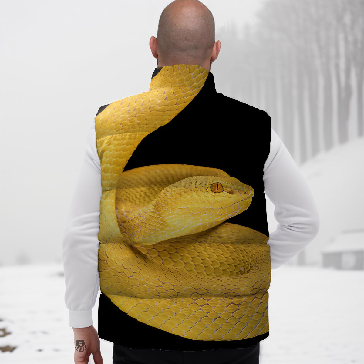 Snake Yellow Print Down Vest