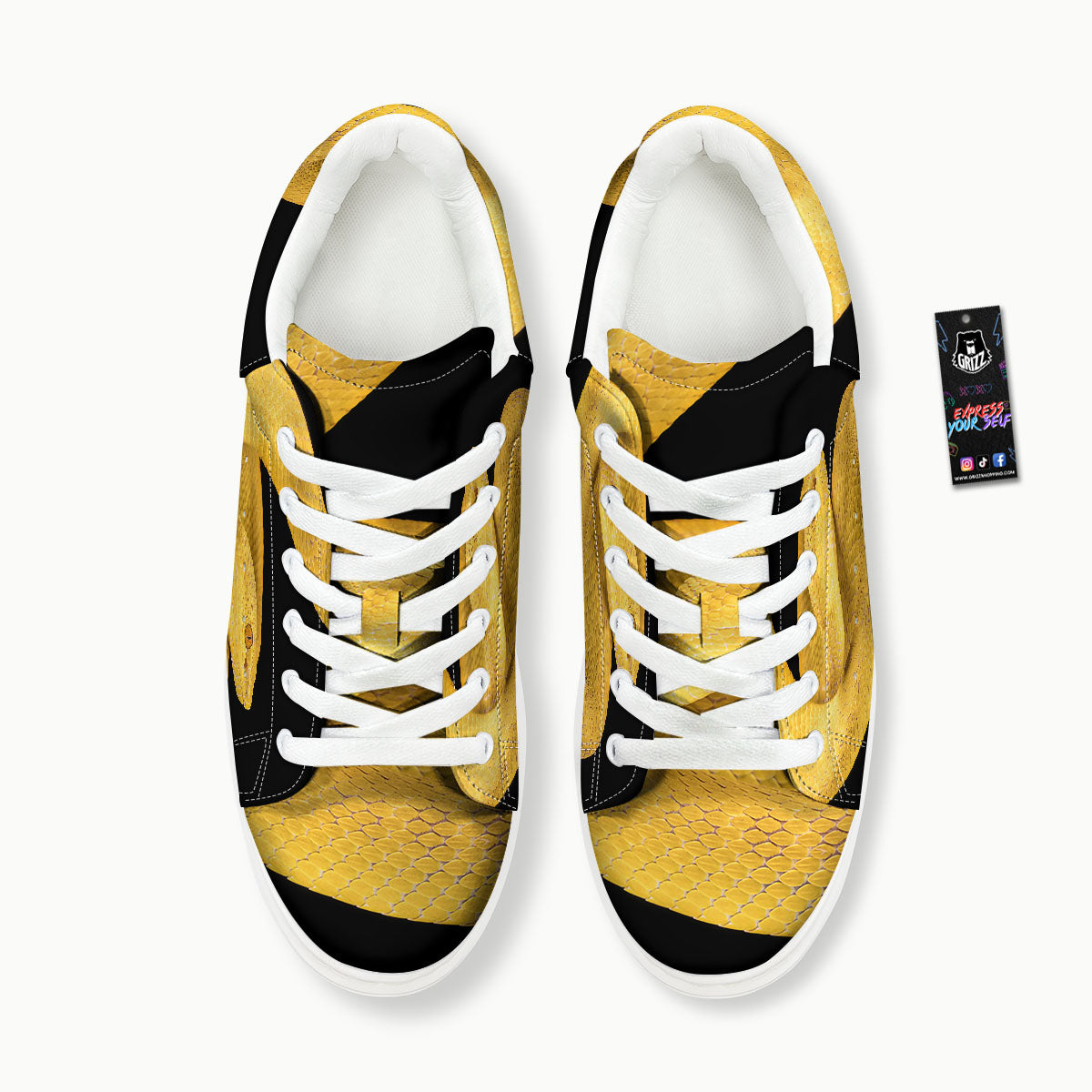 Snake Yellow Print Platform Shoes-grizzshop