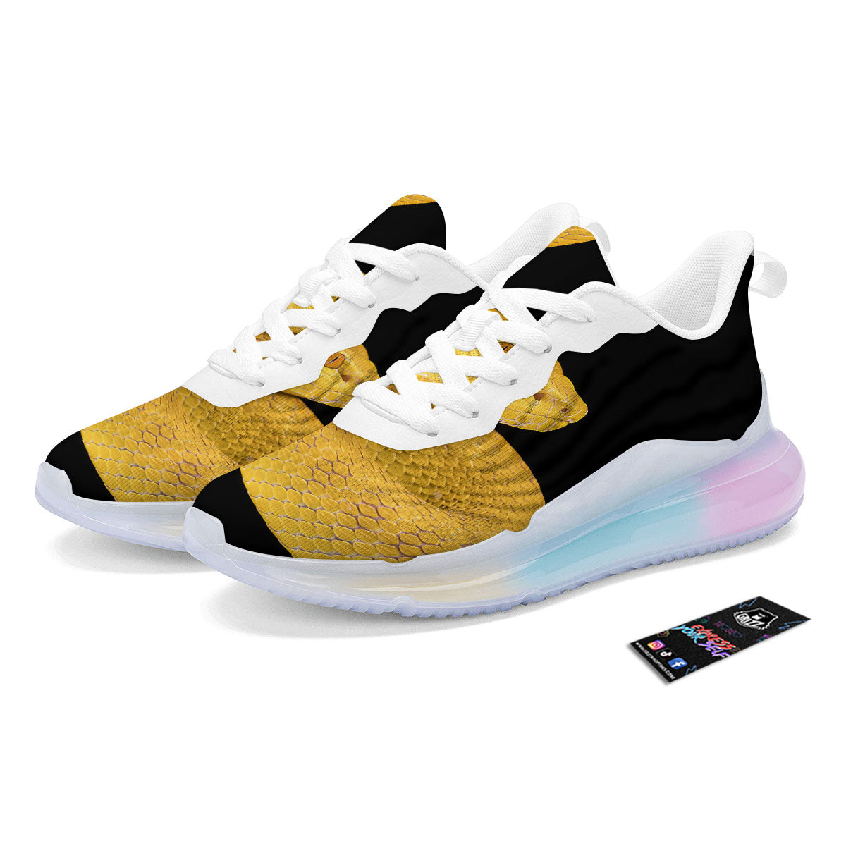 Snake Yellow Print Running Sneakers-grizzshop