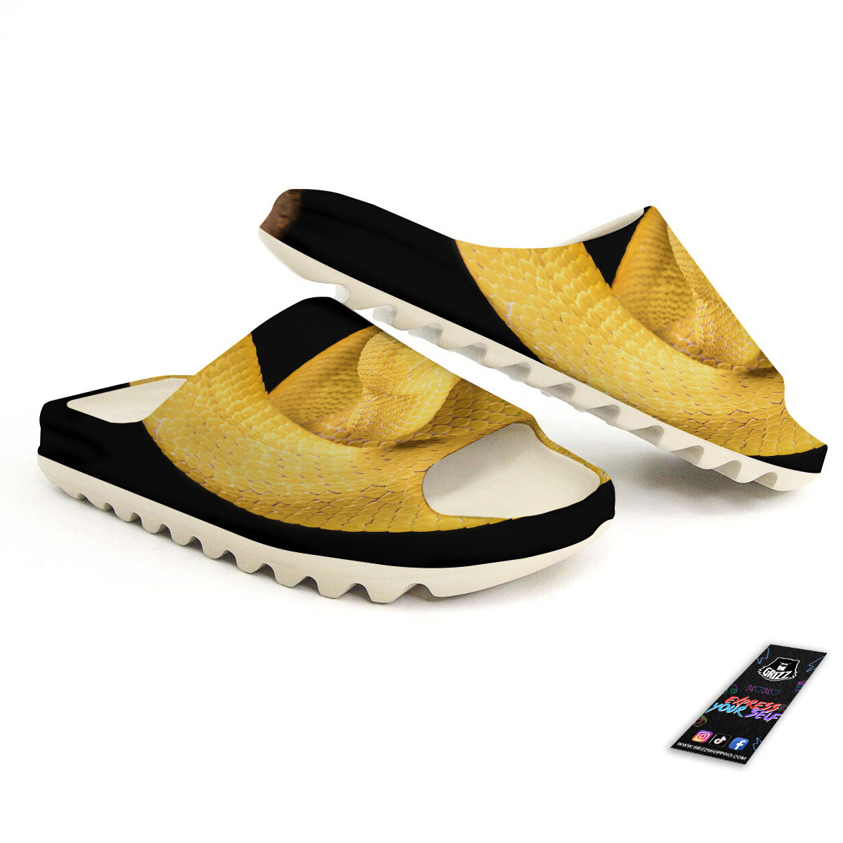 Snake Yellow Print Sandals-grizzshop