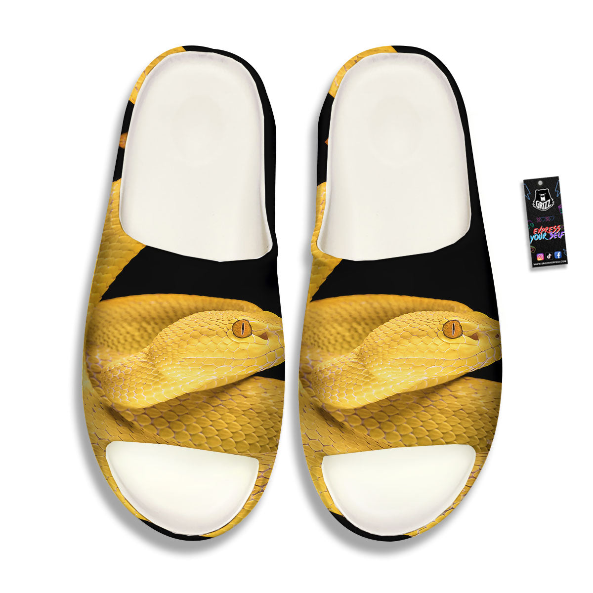 Snake Yellow Print Sandals-grizzshop