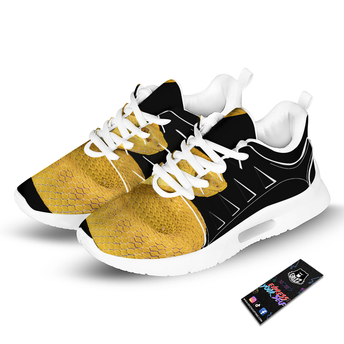 Snake Yellow Print Tennis Shoes-grizzshop