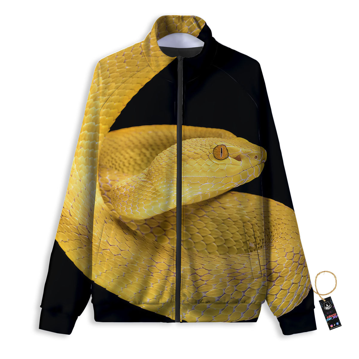 Snake Yellow Print Track Jacket-grizzshop