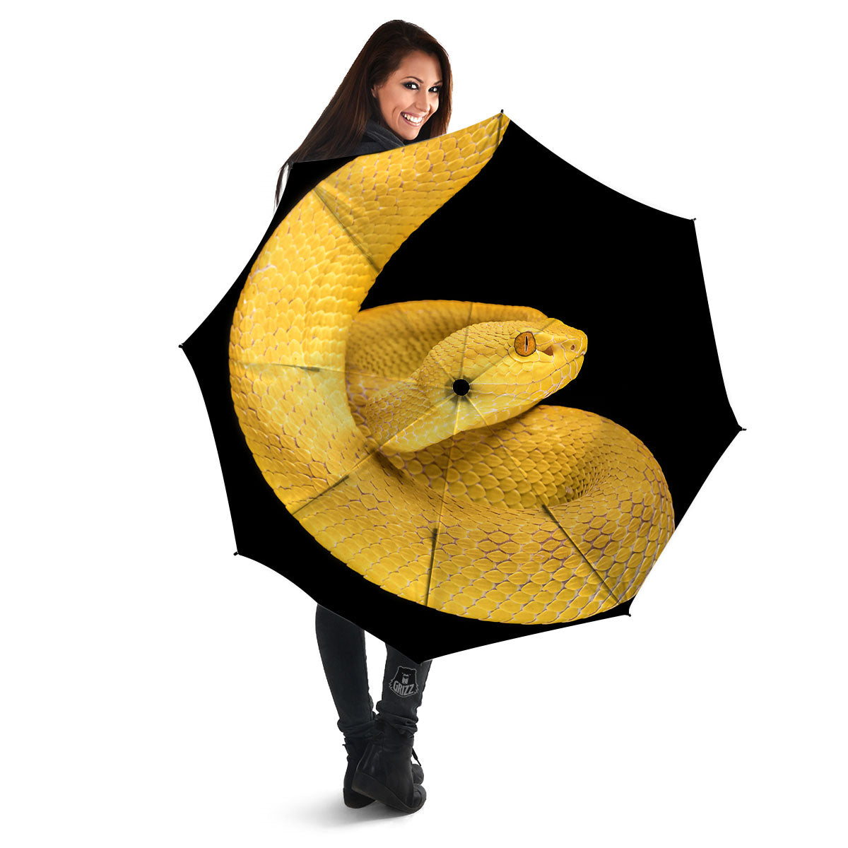 Snake Yellow Print Umbrella-grizzshop