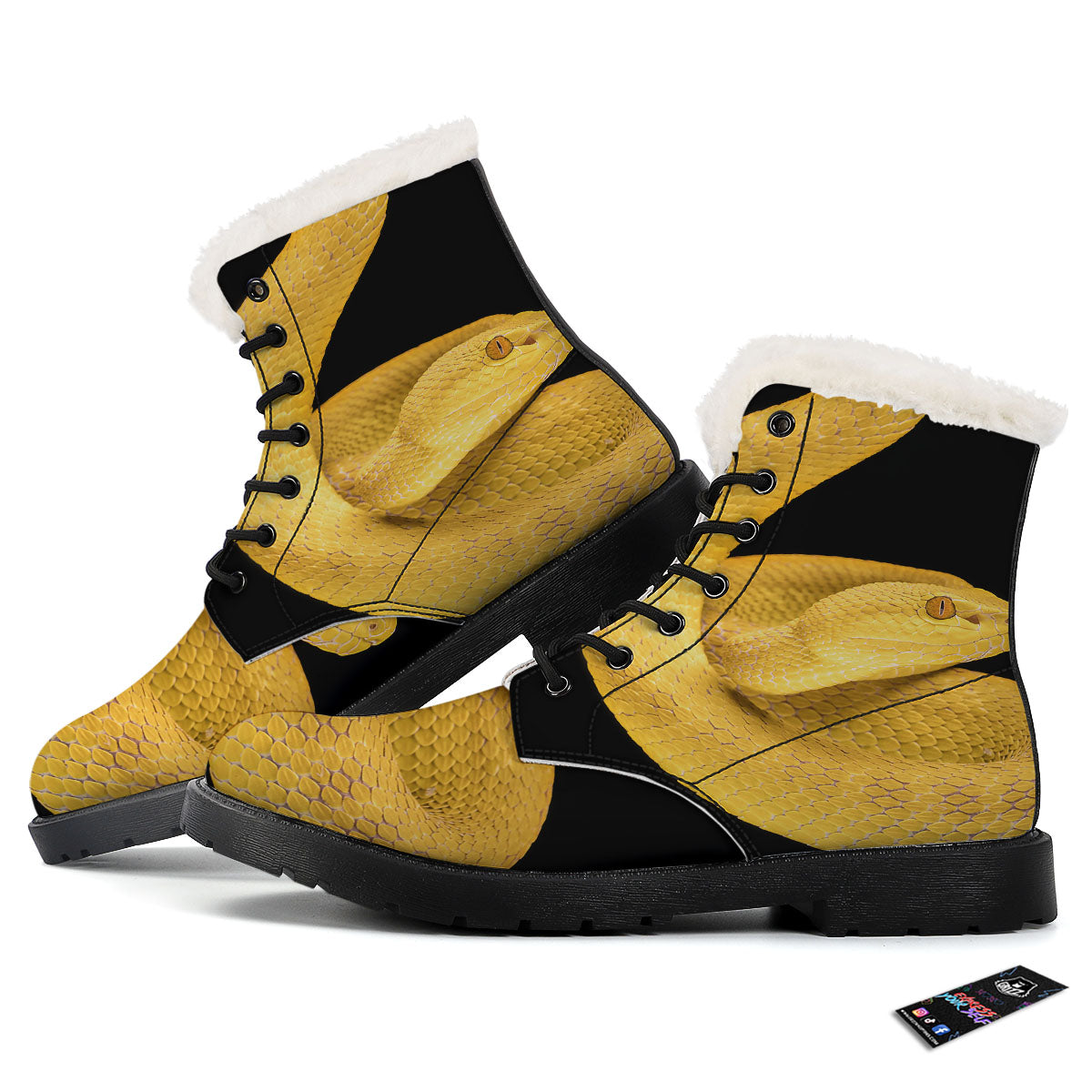 Snake Yellow Print Winter Boots-grizzshop