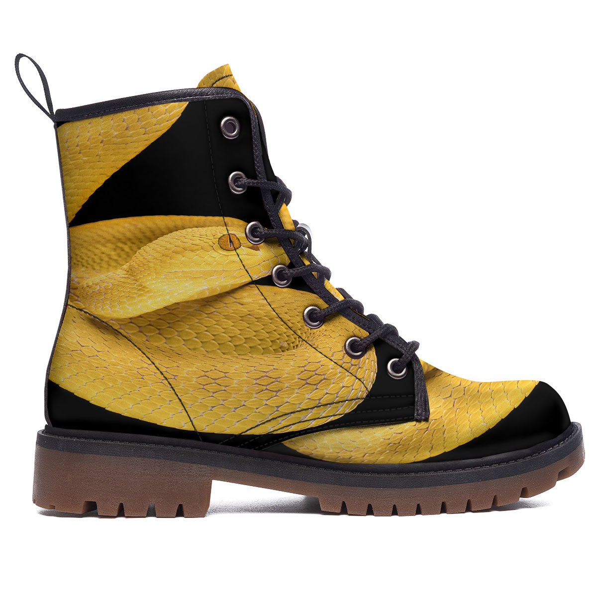 Snake Yellow Print Work Boots-grizzshop