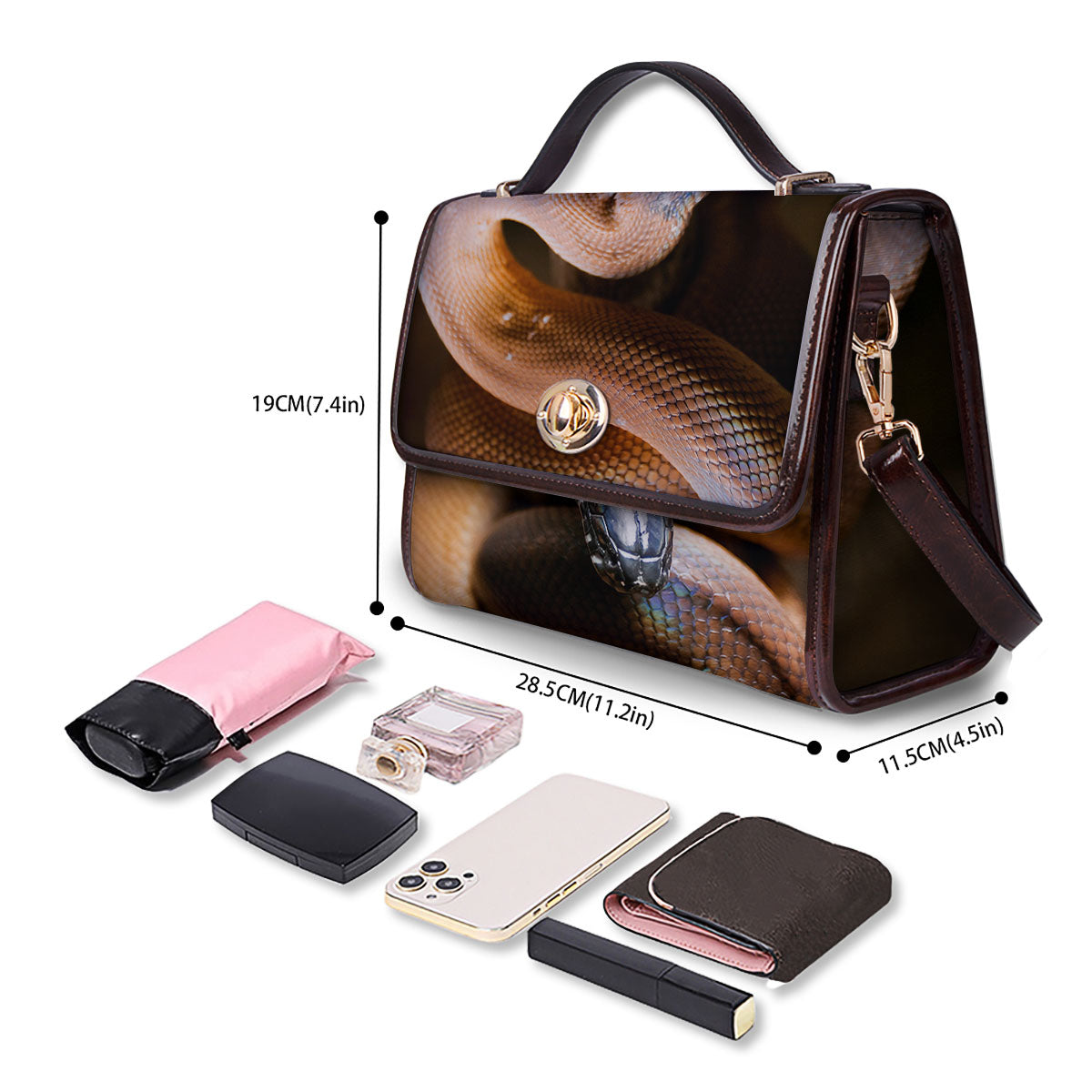 Snake Leiopython Print Women's Satchel Bag
