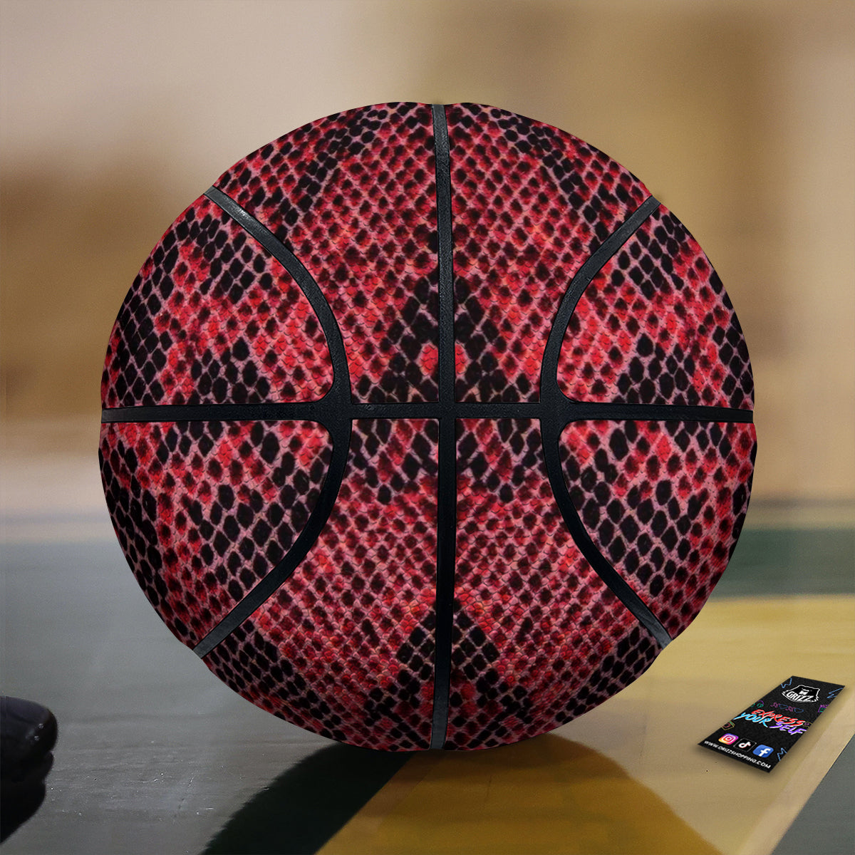 Snake Skin Black And Red Print Basketball