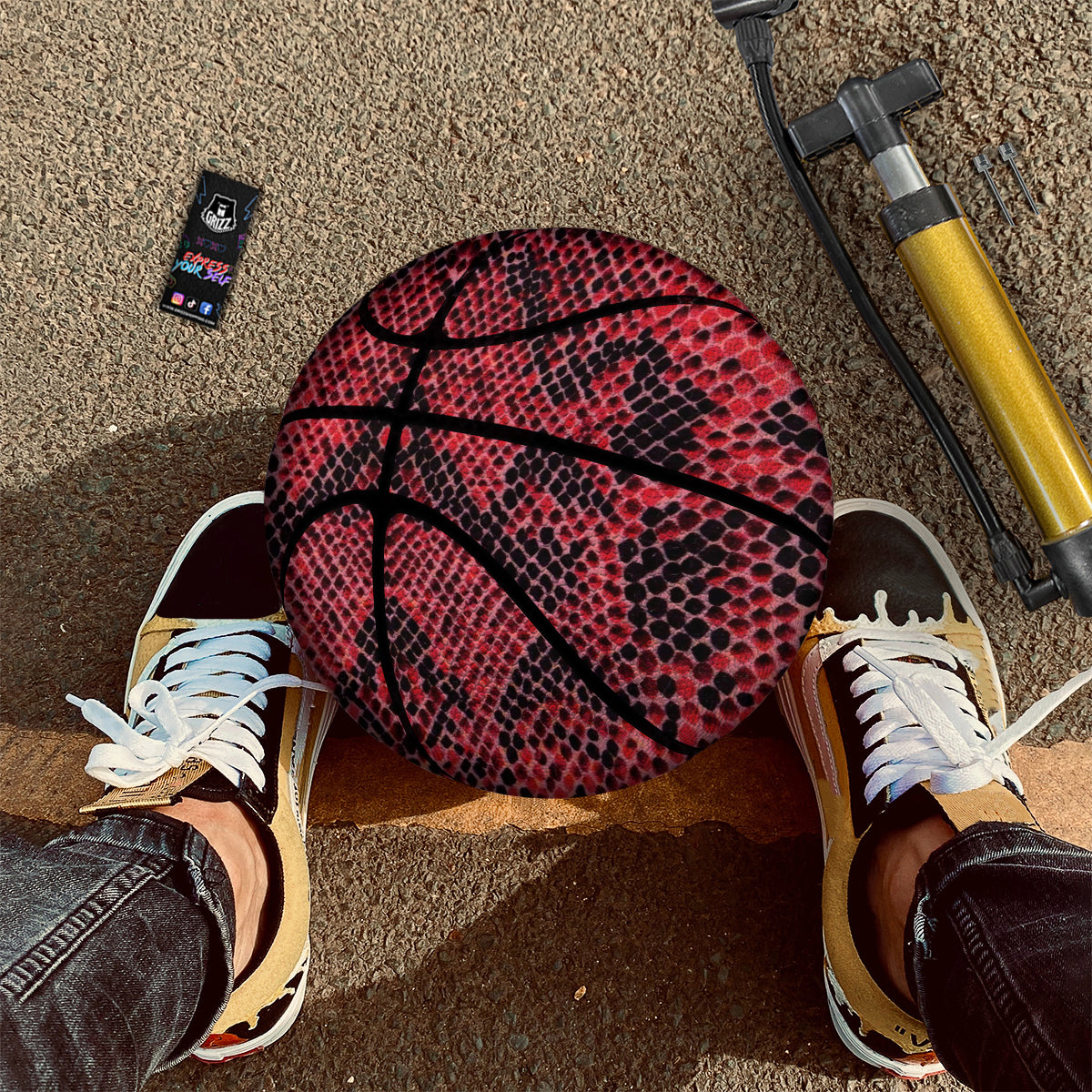 Snake Skin Black And Red Print Basketball