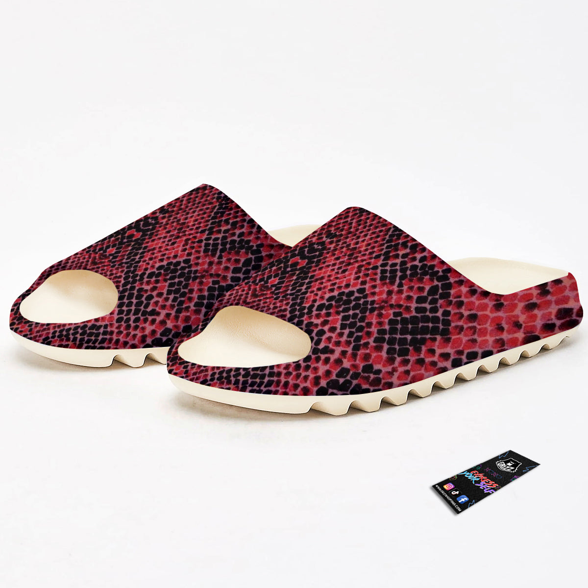 Snake Skin Black And Red Print Sandals-grizzshop