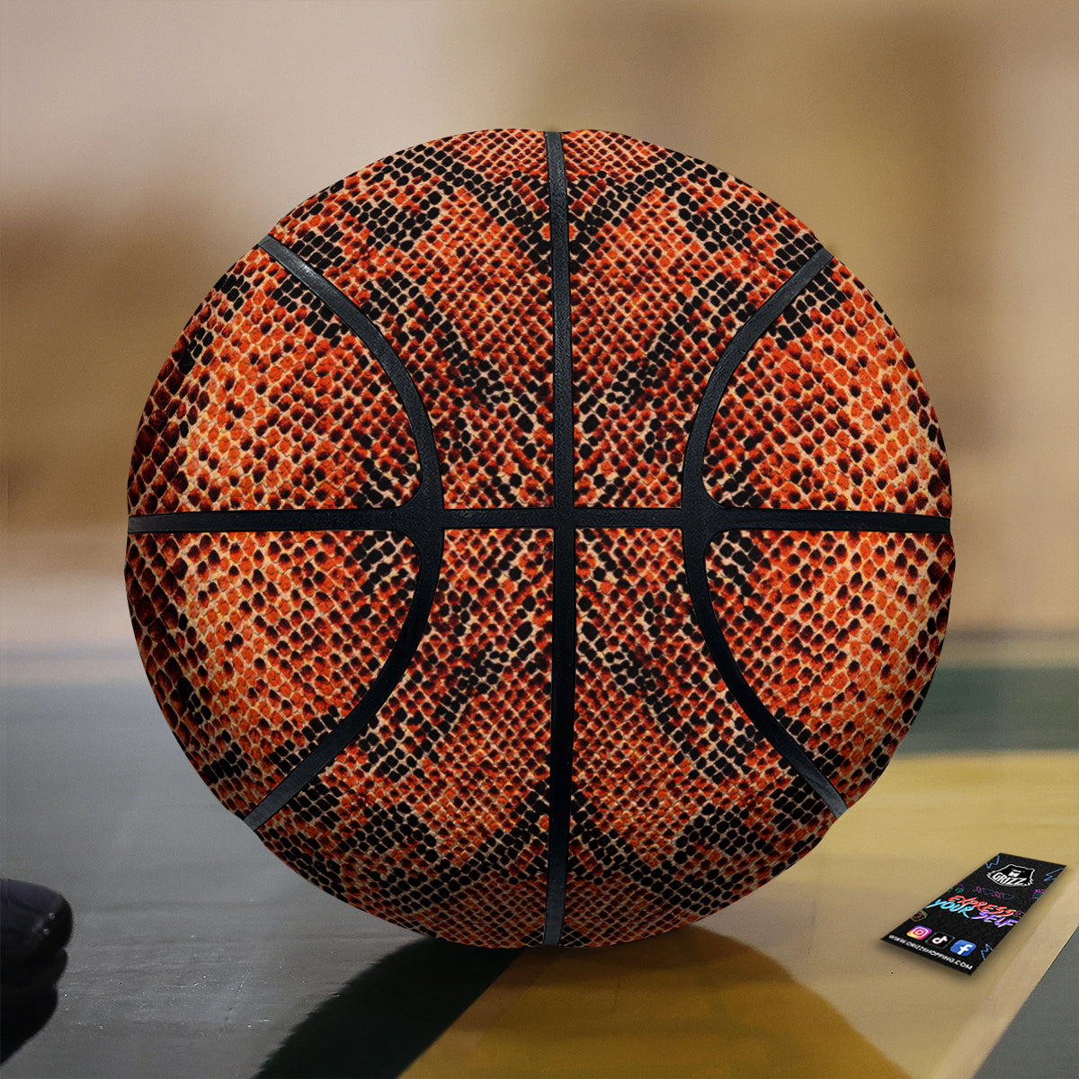 Snake Skin Black Orange Print Basketball