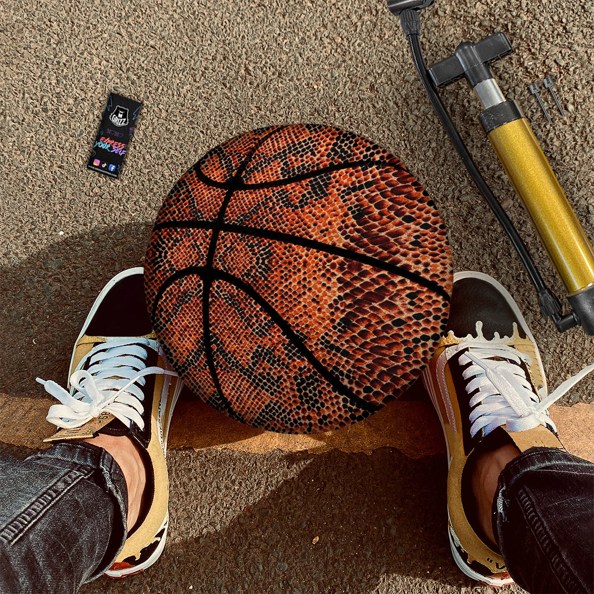Snake Skin Black Orange Print Basketball