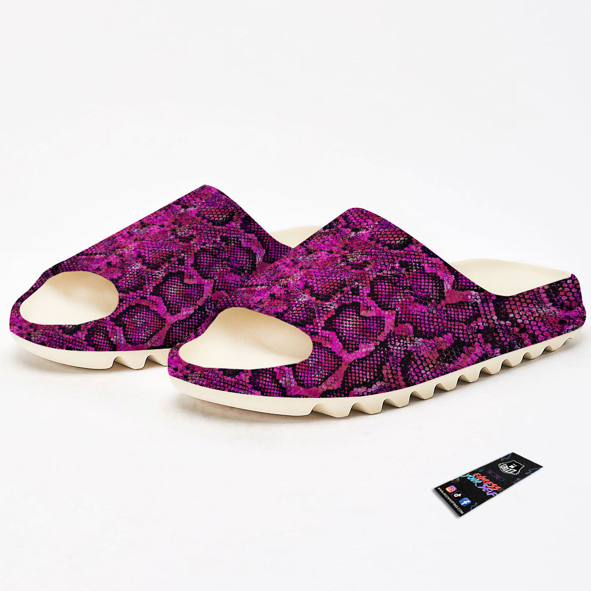 Snake Skin Black Pink Print Sandals-grizzshop