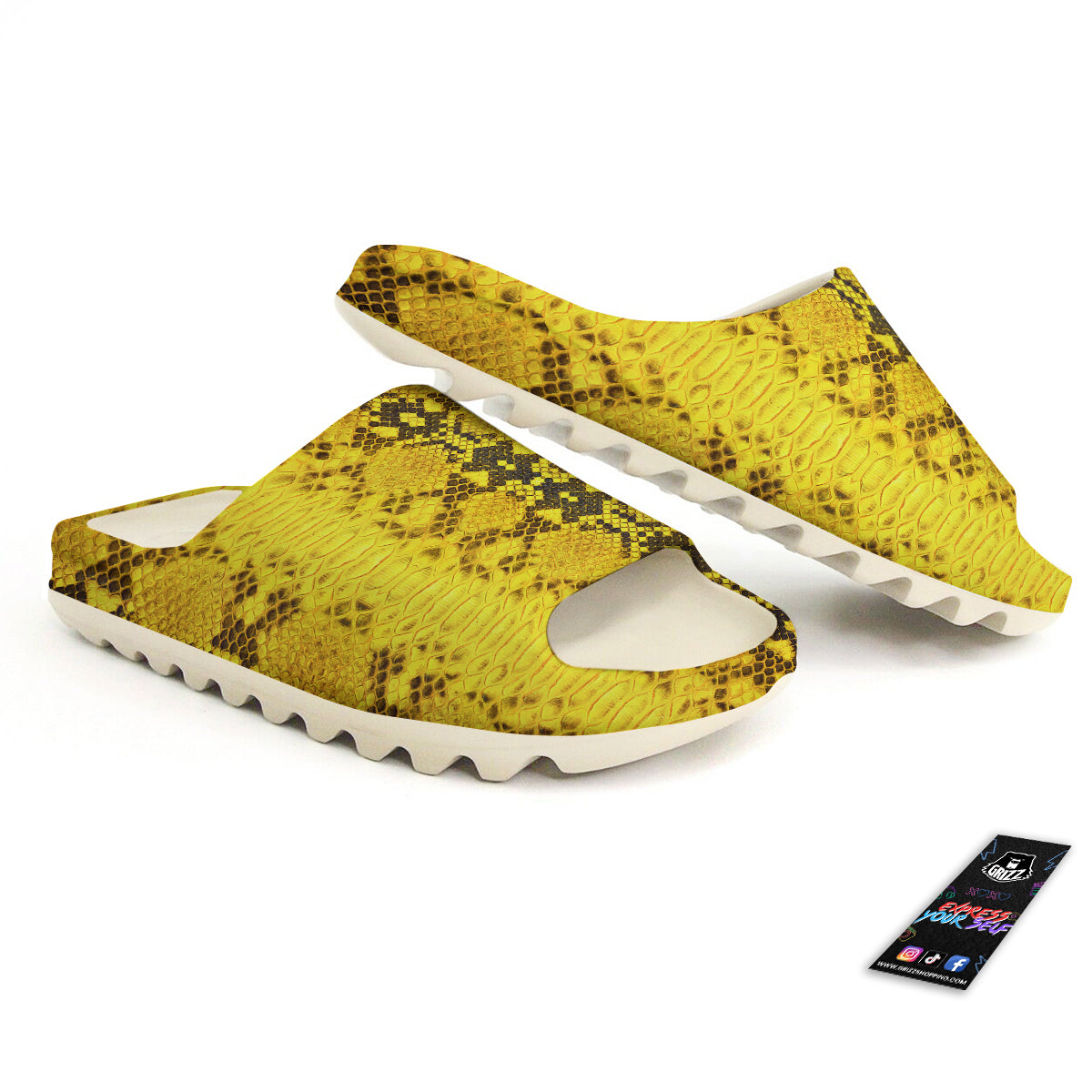 Snake Skin Yellow Print Sandals-grizzshop