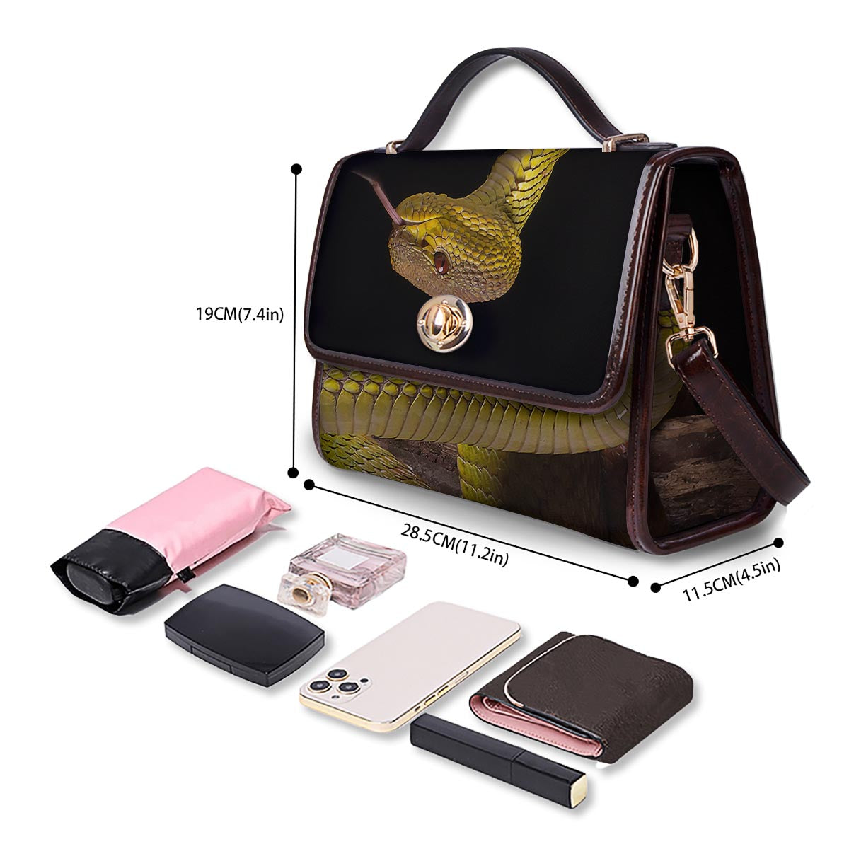 Snake Trimeresurus Albolabris Print Women's Satchel Bag