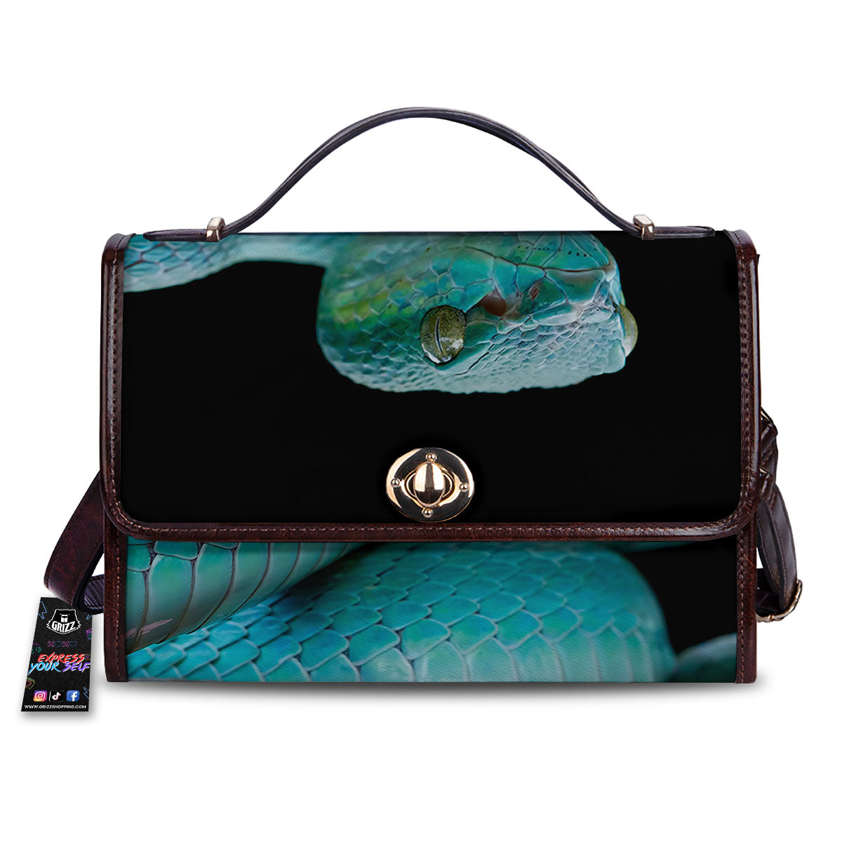 Snake Turquoise Print Women's Satchel Bag