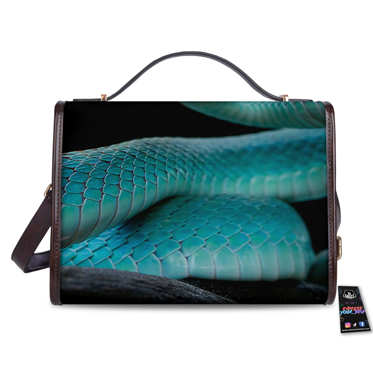 Snake Turquoise Print Women's Satchel Bag