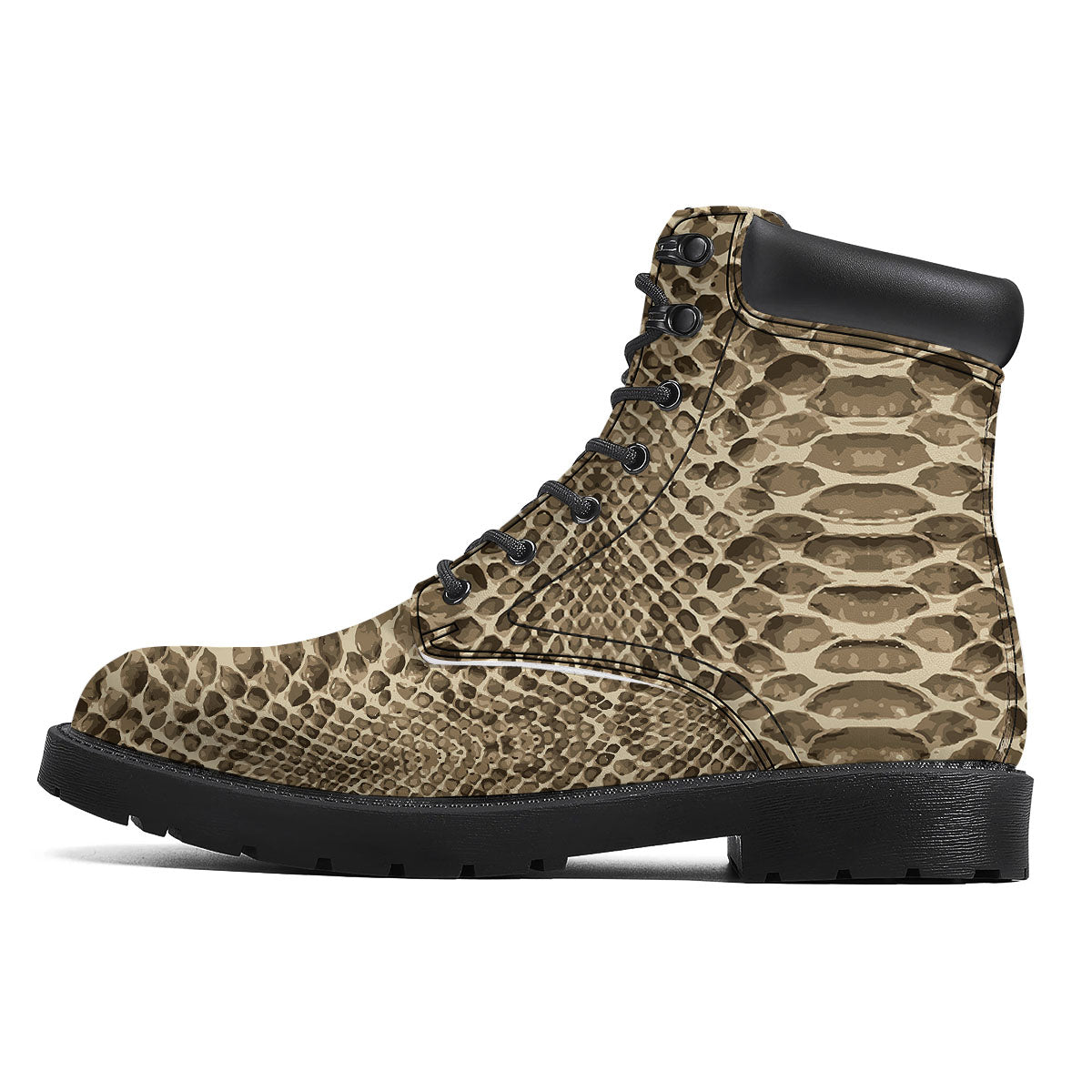 Snakeskin Beige Print Boots-grizzshop