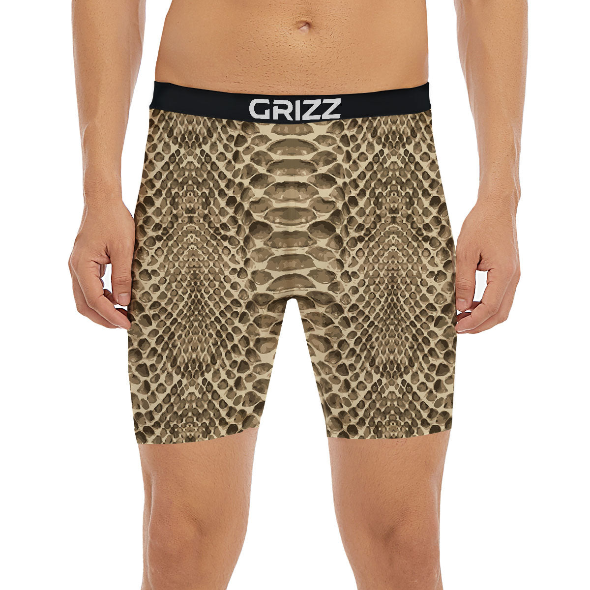 Snakeskin Beige Print Boxer Briefs-grizzshop