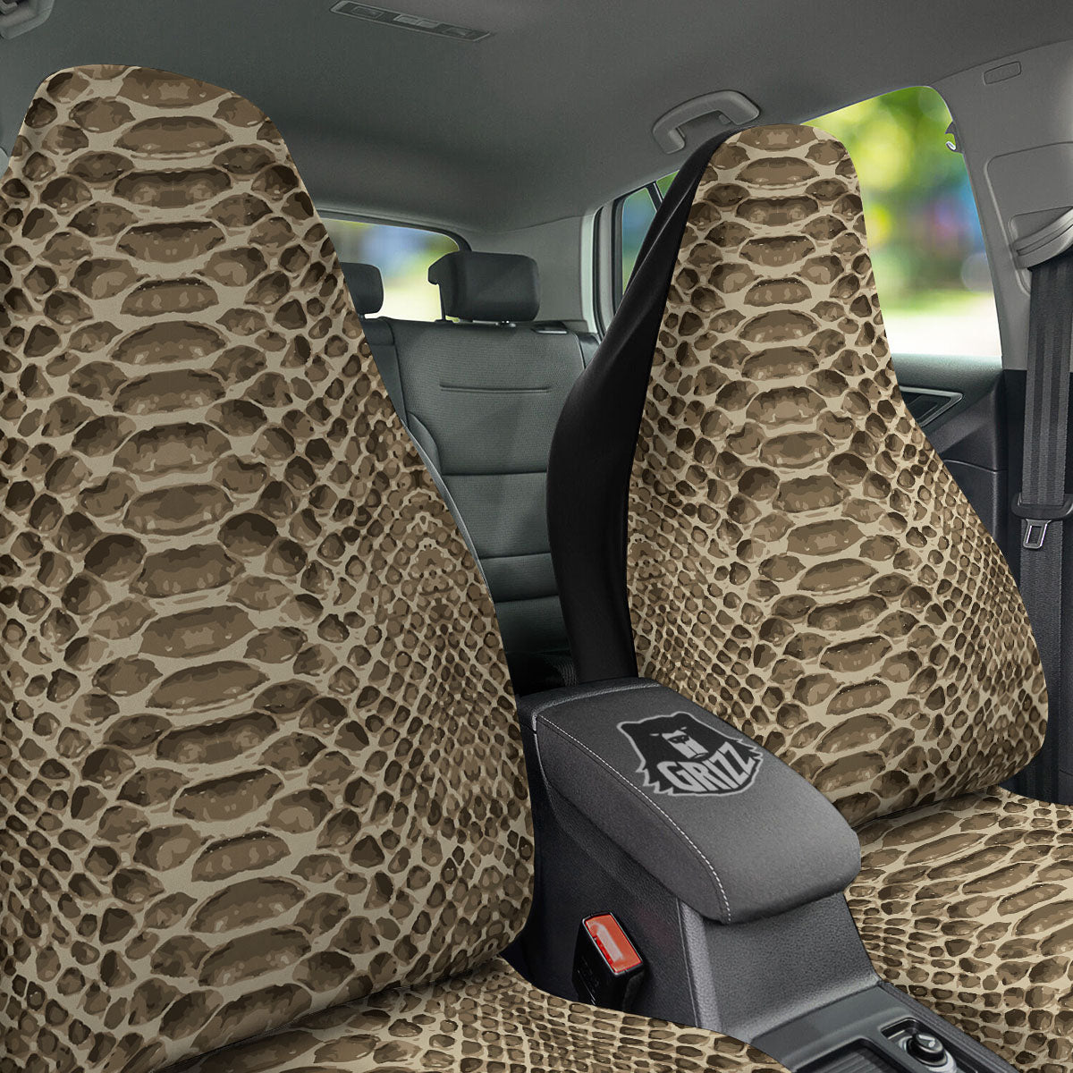 Snakeskin Beige Print Car Seat Covers-grizzshop