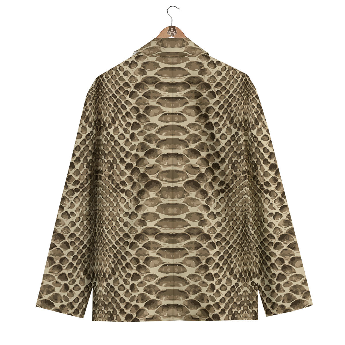 Snakeskin Beige Print Men's Blazer-grizzshop