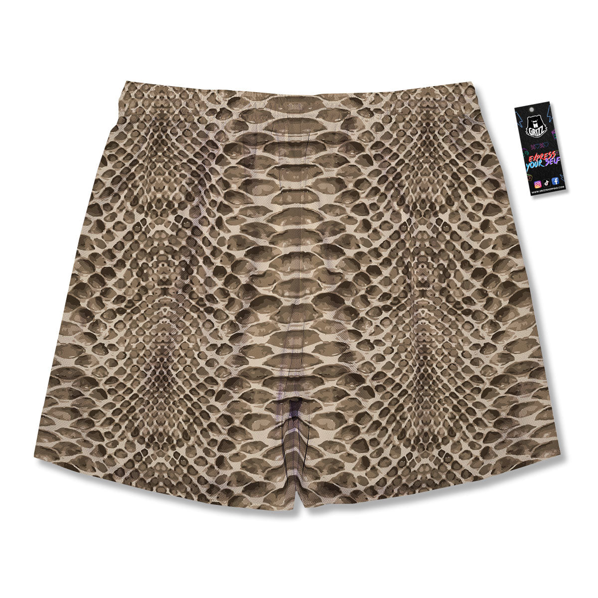Snakeskin Beige Print Men's Running Shorts-grizzshop