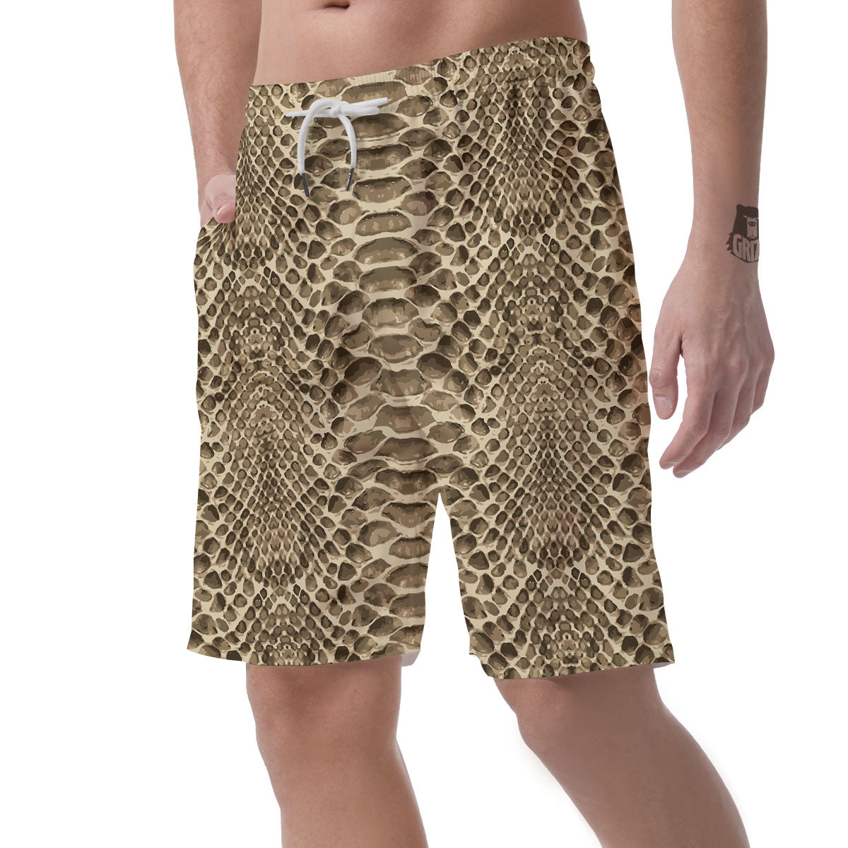 Snakeskin Beige Print Men's Shorts-grizzshop