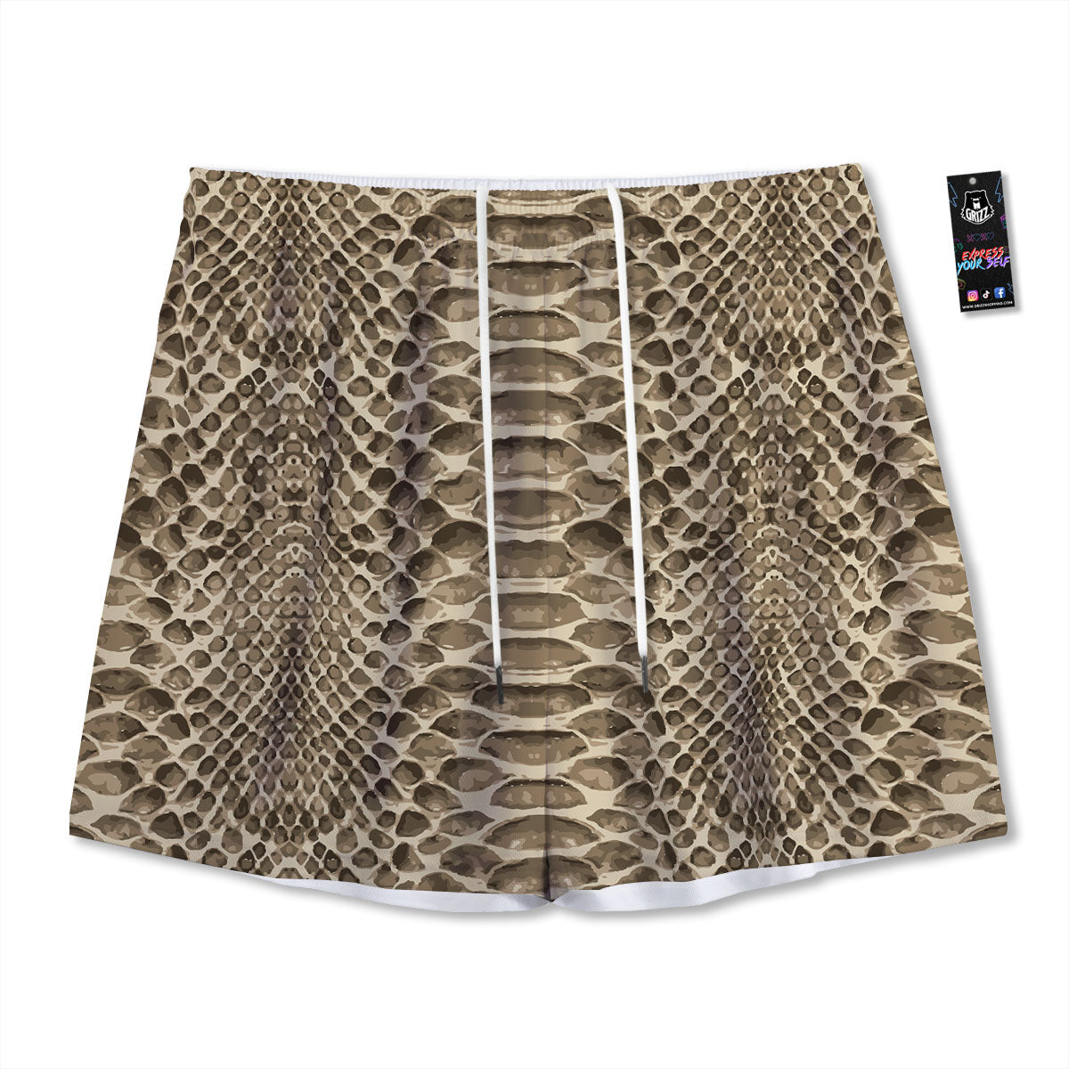 Shark Cute White Print Pattern Mesh Shorts